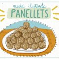 Portada de la receta de panellets de piñones ilustrada por Imma Mestre